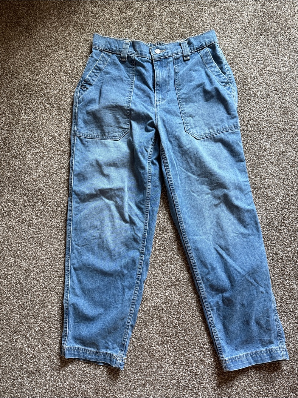 Classic High-Waist Straight Leg Denim Pants - Blue